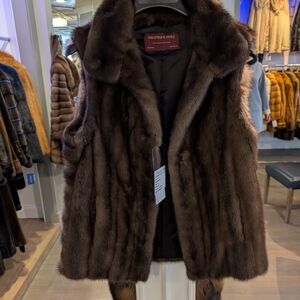 Brown Fur Mink Vest by Dimitrios